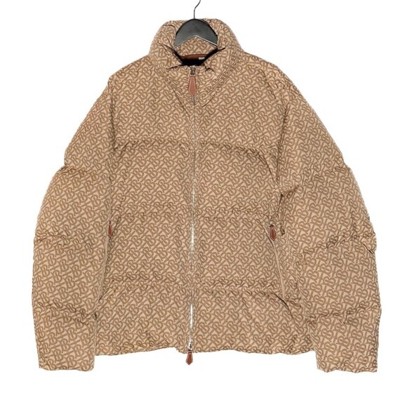 Burberry Beige Monogram Jacquard Down Puffer Coat - Picture 1 of 16